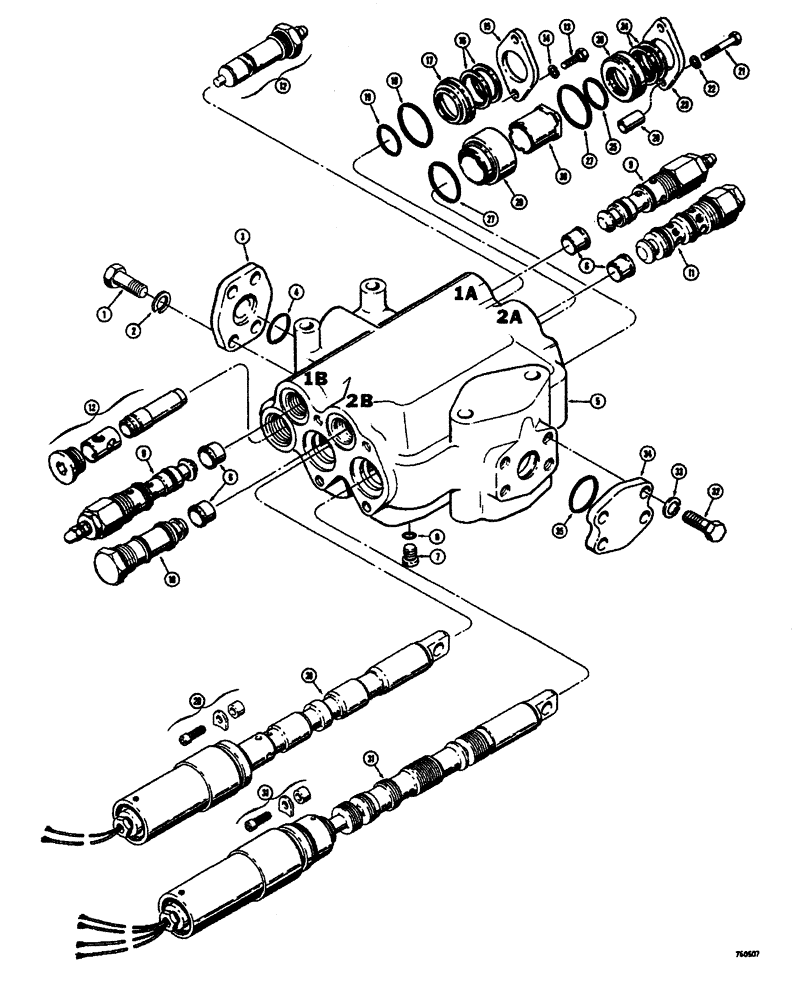 Схема запчастей Case W26B - (448) - L52924 LOADER CONTORL VALVE (2 SPOOL) TRACTOR SN 9110116 AND AFTER (08) - HYDRAULICS