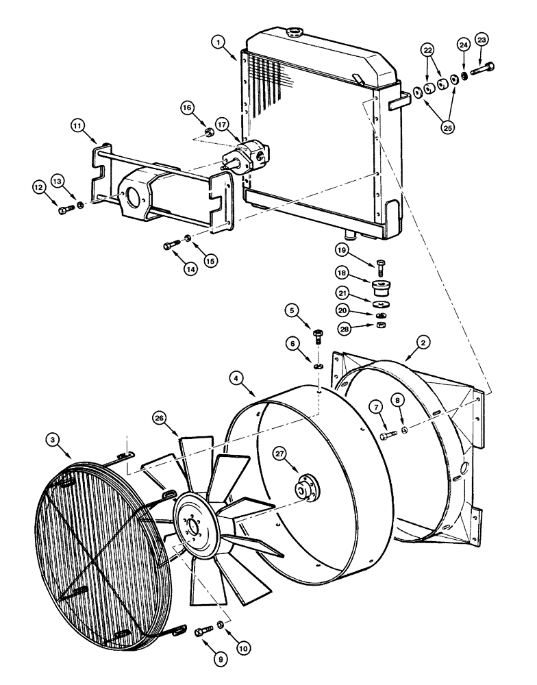 Схема запчастей Case 885 - (02.02[00]) - RADIATOR - MOUNTING (02) - ENGINE