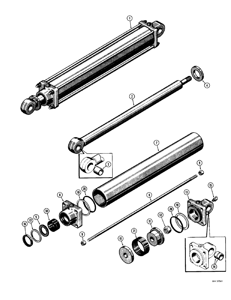 Схема запчастей Case 1000D - (300) - R19345 DOZER ANGLING CYLINDER (07) - HYDRAULIC SYSTEM