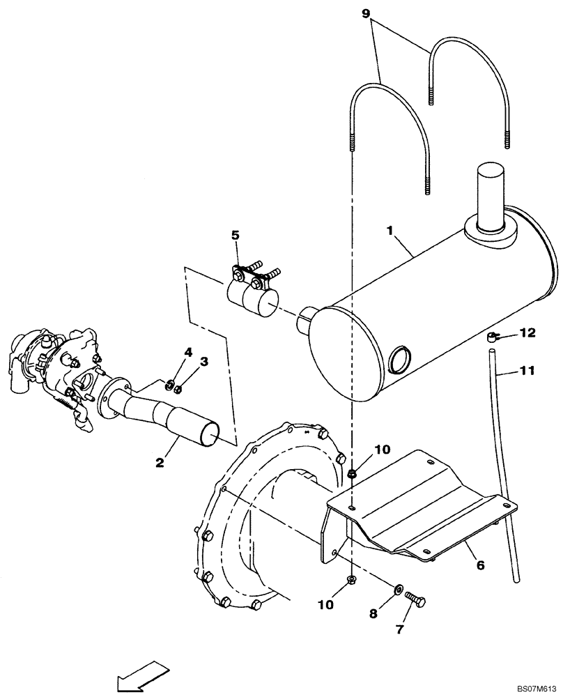 Схема запчастей Case CX75SR - (02-03) - EXHAUST SYSTEM - MUFFLER (02) - ENGINE