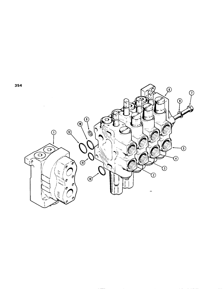 Схема запчастей Case 1150B - (354) - R36057 FOUR SPOOL VALVE, TILT DOZER WITH DUAL PULL BEHIND (07) - HYDRAULIC SYSTEM