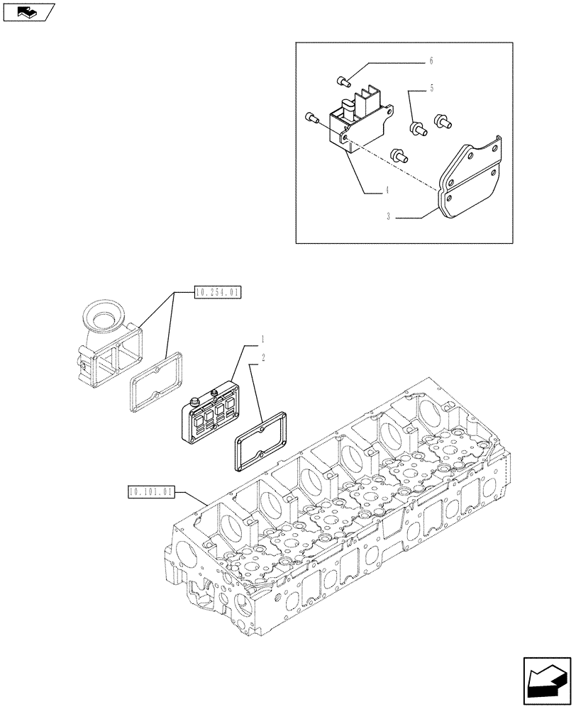 Схема запчастей Case F2CFE614A A013 - (10.254.04) - AIR INLET HEATER (504329100) (01) - ENGINE