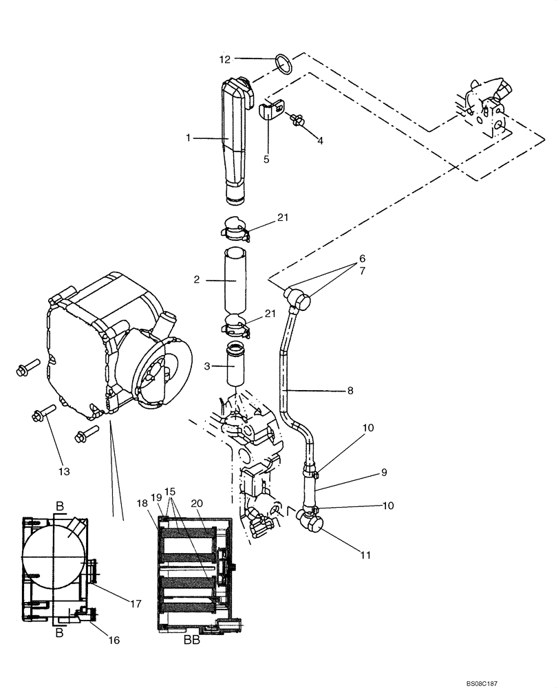 Схема запчастей Case 521E - (02-15) - BREATHER - ENGINE (02) - ENGINE