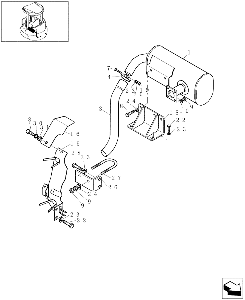 Схема запчастей Case CX31B - (0.002[01]) - MUFFLER (10) - ENGINE