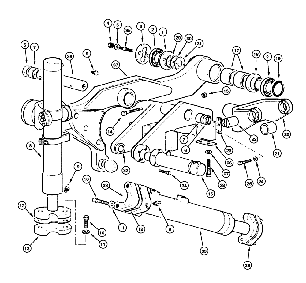 Схема запчастей Case 865 - (08.65[00]) - CYLINDER - SADDLE AND ACTUATING (3 HOLES) (08) - HYDRAULICS