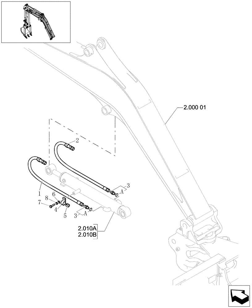 Схема запчастей Case CX31B - (2.010[03A]) - BOOM CYLINDER LINES (35) - HYDRAULIC SYSTEMS