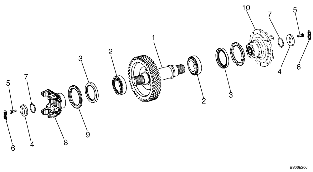 Схема запчастей Case 821E - (06-13) - TRANSMISSION - SHAFT, OUTPUT - PRIOR TO P.I.N. N7F203144 (06) - POWER TRAIN