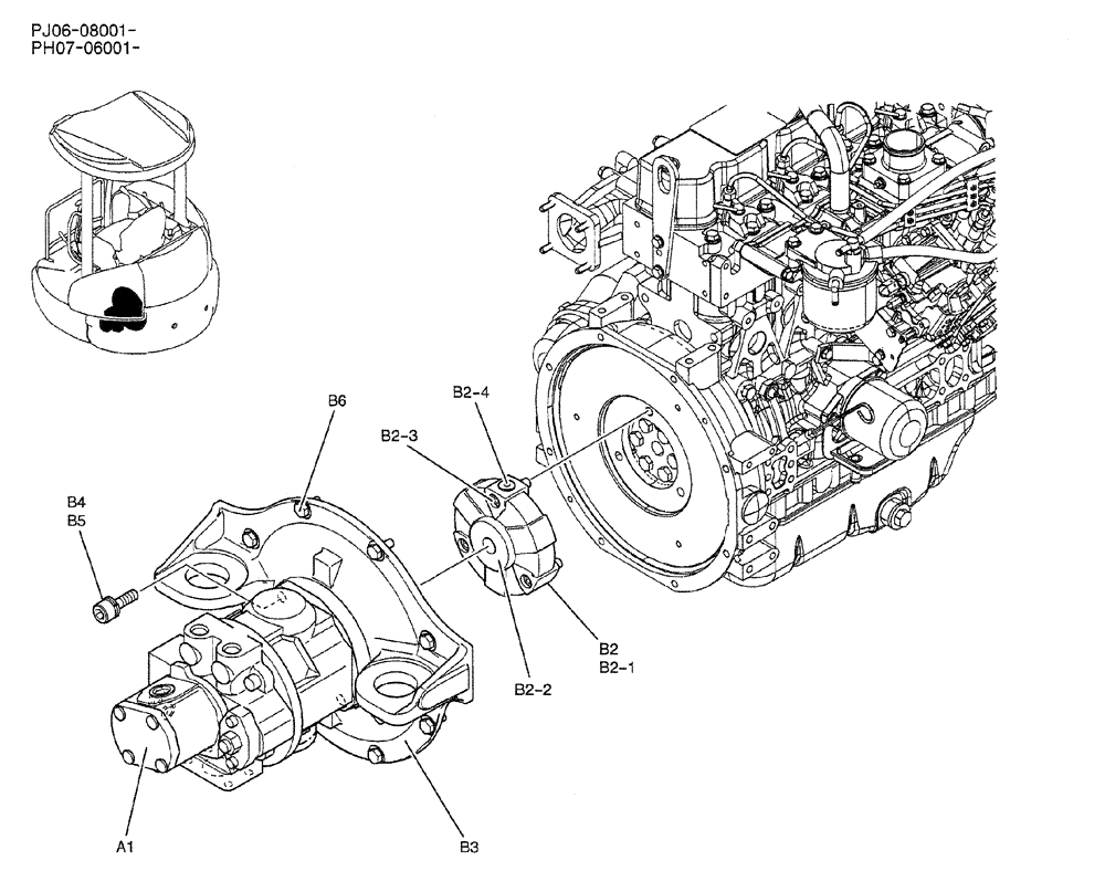 Схема запчастей Case CX50B - (01-021) - POWER TAKE-OFF ASSY (COOLER) (PH30P00010F1 & PH30P00009F1) (05) - SUPERSTRUCTURE