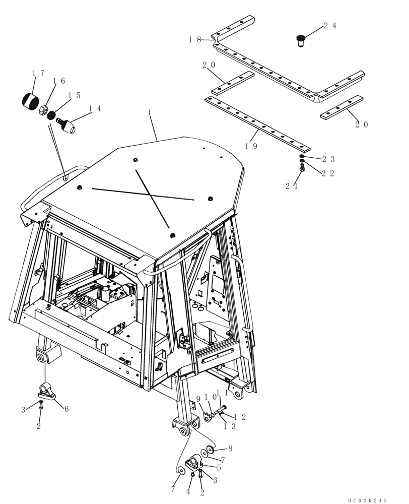 Схема запчастей Case 650K - (09-25) - CAB - FRAME AND MOUNTING (09) - CHASSIS/ATTACHMENTS