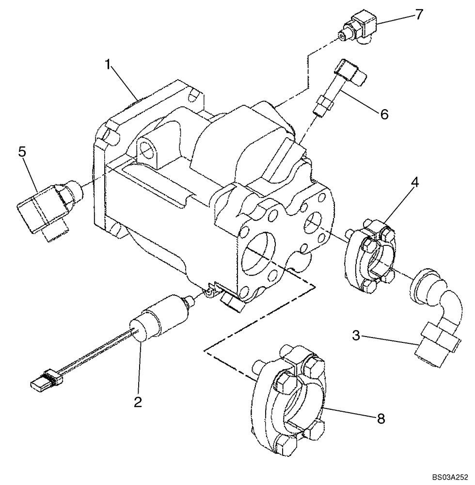 Схема запчастей Case 688G - (8-46A) - 451656A1 PUMP ASSY (ASN 686GXR JFE0001847; 688G JFE0003612) (08) - HYDRAULICS