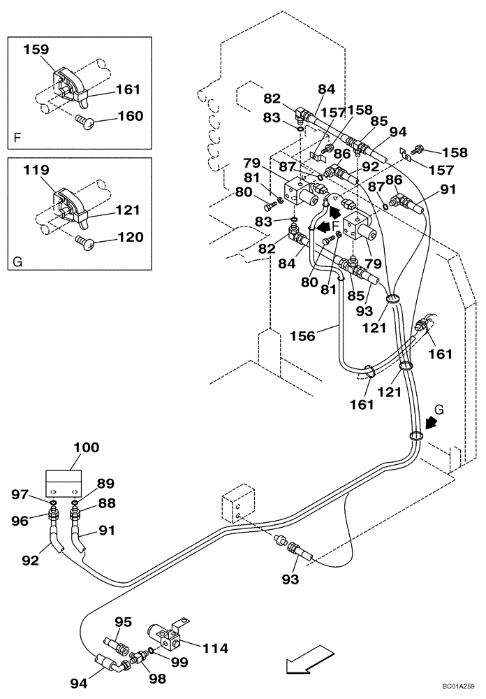 Схема запчастей Case CX210N - (08-61) - HYDRAULICS, AUXILIARY - DOUBLE ACTING CIRCUIT, TRIGGER ACTIVATED (08) - HYDRAULICS