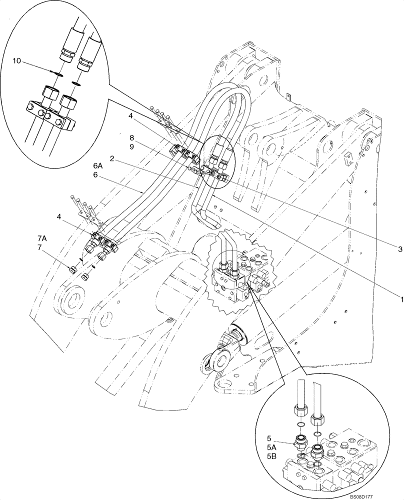 Схема запчастей Case 621E - (08-08) - HYDRAULICS - LOADER AUXILIARY (Z BAR LOADER) (08) - HYDRAULICS