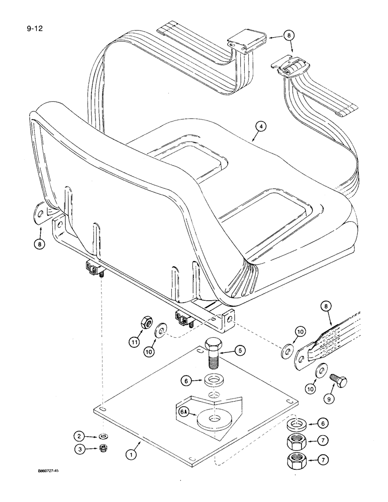 Схема запчастей Case 360 - (9-012) - SEAT AND SEAT MOUNTING (09) - CHASSIS/ATTACHMENTS