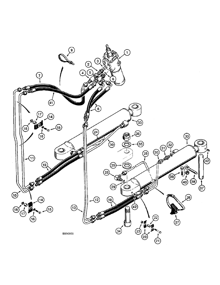 Схема запчастей Case 821B - (5-08) - STEERING HYDRAULIC CIRCUIT, STEERING CONTROL VALVE TO CYLINDERS (05) - STEERING