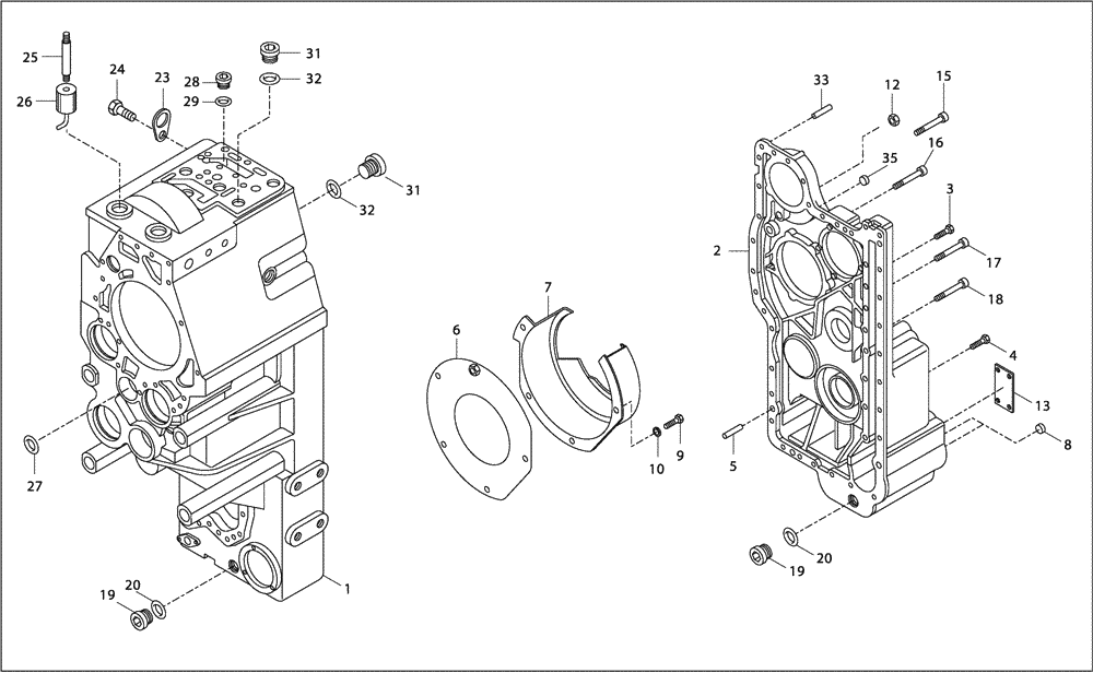 Схема запчастей Case 330B - (18A00000970[001]) - HOUSING, GEARBOX (87399794) (03) - Converter / Transmission