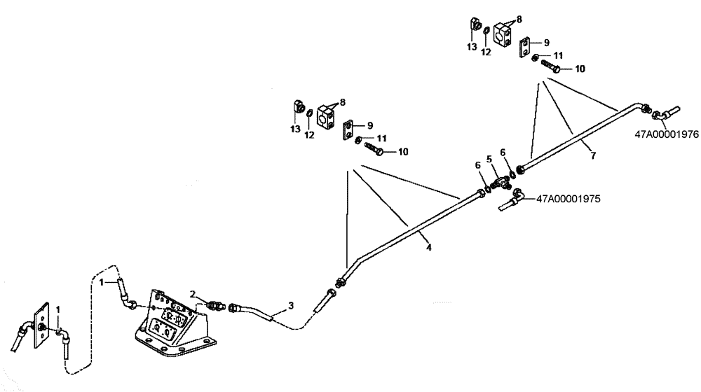 Схема запчастей Case 335B - (47A02002040[001]) - BRAKE LINES, REAR FRAME (87602510) (09) - Implement / Hydraulics / Frame / Brakes