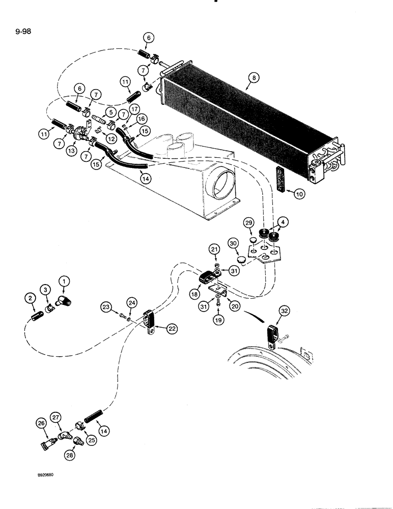 Схема запчастей Case 821 - (9-098) - HEATING SYSTEM (09) - CHASSIS/ATTACHMENTS