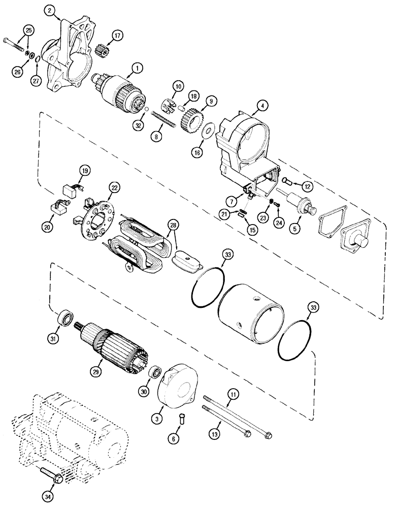 Схема запчастей Case 6030 - (04-01) - STARTER (04) - ELECTRICAL SYSTEMS