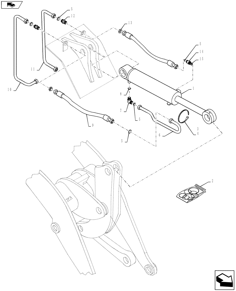 Схема запчастей Case 721F - (35.901.02[01]) - TILT CYLINDER INSTALLATION - Z-BAR, XR (35) - HYDRAULIC SYSTEMS