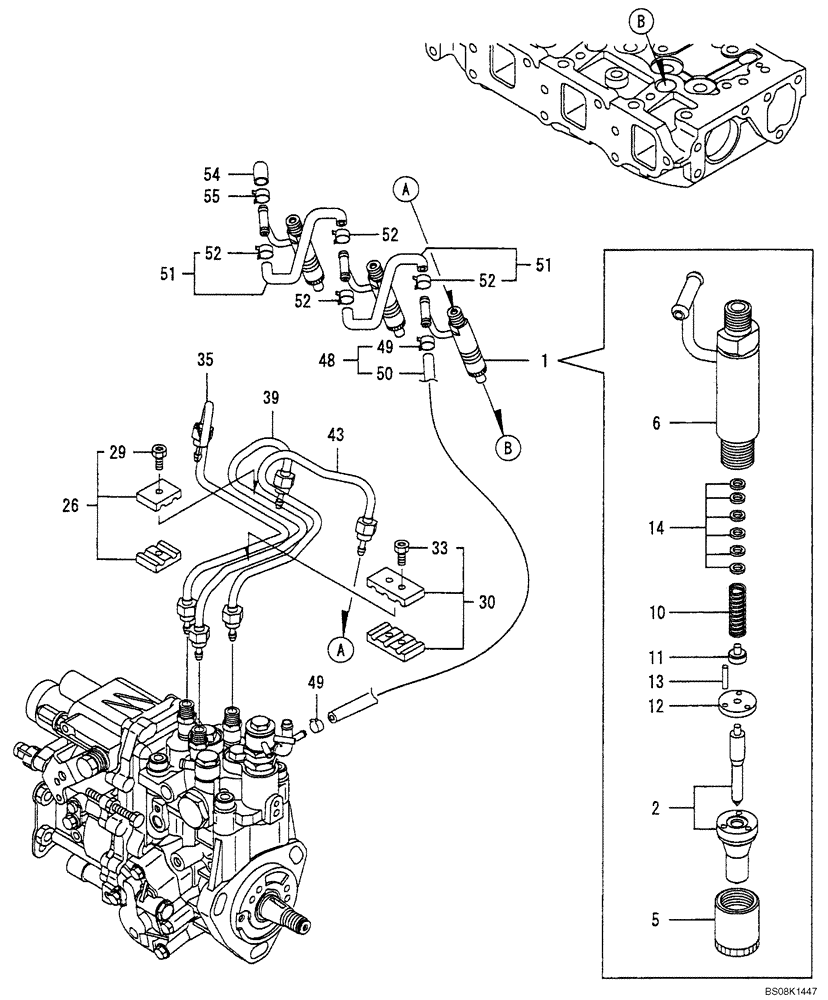 Схема запчастей Case CX27B BTW - (08-012) - FUEL INJECTION VALVE (10) - ENGINE