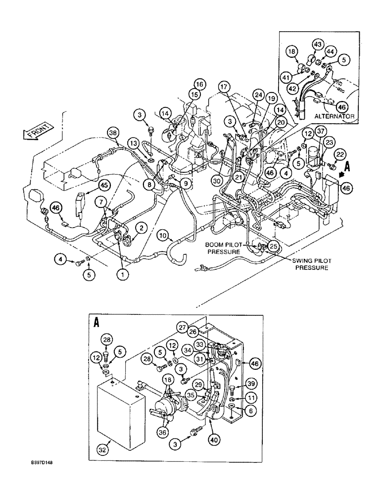 Схема запчастей Case 9020B - (4-010) - MAIN ELECTRICAL WIRING HARNESS AND CONNECTIONS, P.I.N. DAC0202001 AND AFTER (04) - ELECTRICAL SYSTEMS