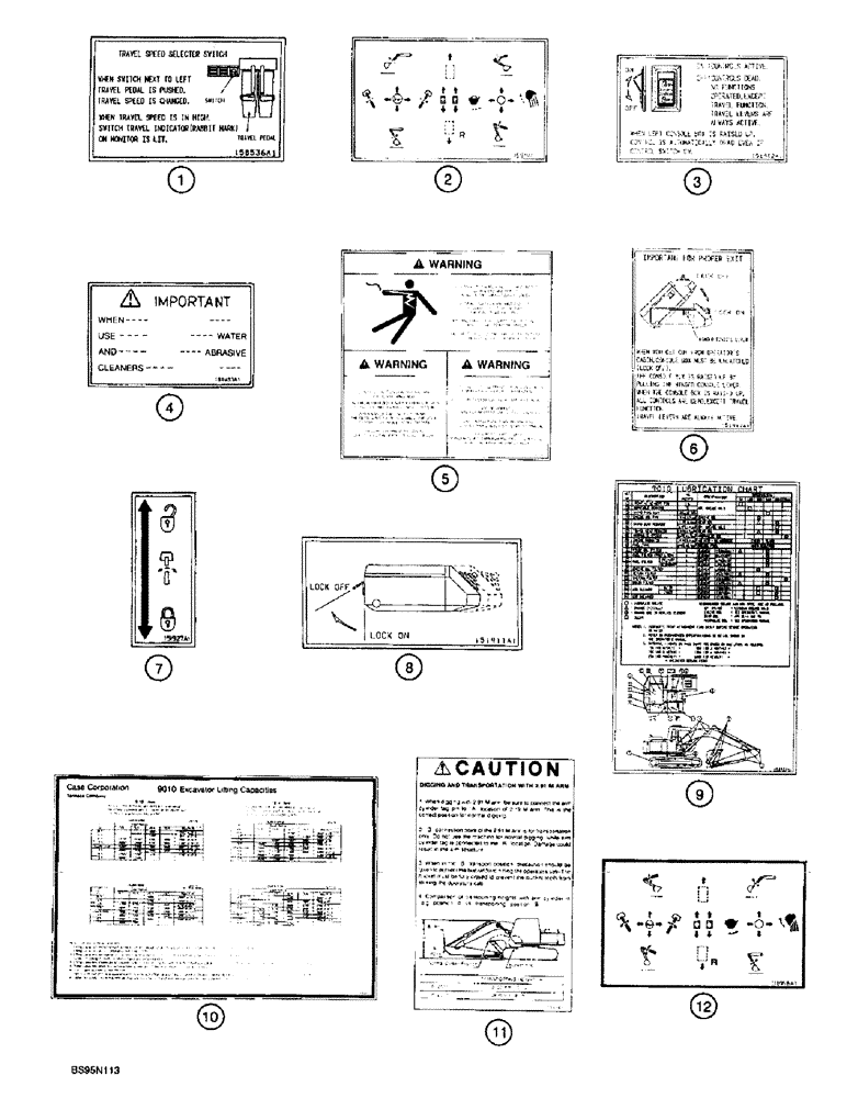 Схема запчастей Case 9010 - (9-72) - DECALS - ENGLISH LANGUAGE, OPERATORS COMPARTMENT (09) - CHASSIS