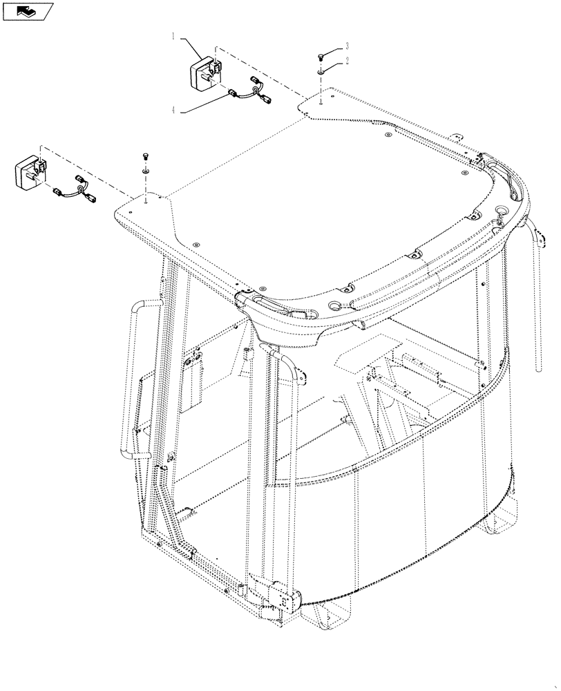 Схема запчастей Case 1121F - (55.404.06) - WORK LIGHT, HIGH OUTPUT (55) - ELECTRICAL SYSTEMS