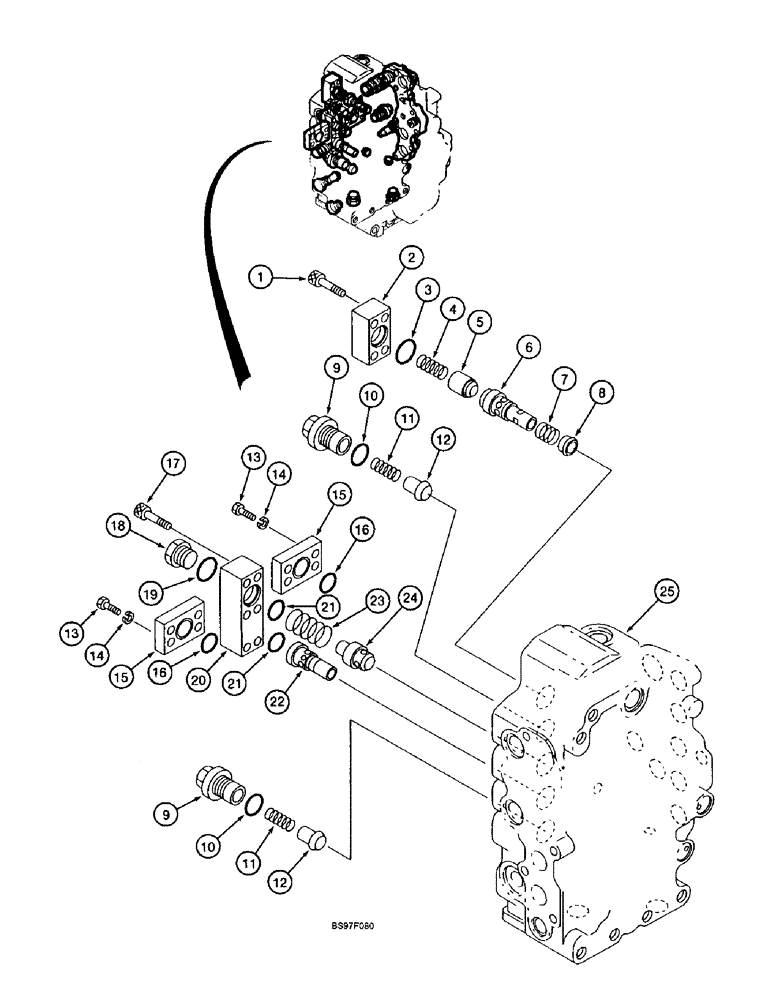 Схема запчастей Case 9040B - (8-148) - HYDRAULIC CONTROL VALVE COMPONENTS, FIVE SPOOL VALVE SECTION, RELIEF AND CHECK VALVES (08) - HYDRAULICS