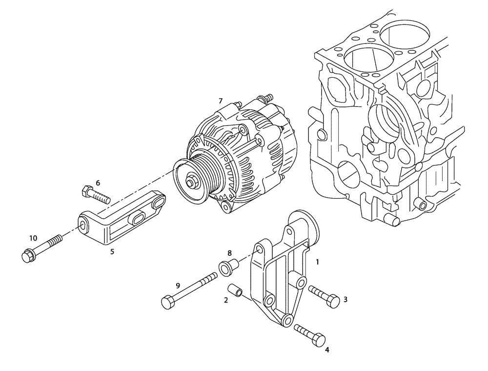 Схема запчастей Case 340 - (01A02000166[001]) - ENGINE - GENERATOR (10) - ENGINE