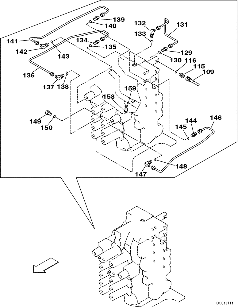 Схема запчастей Case CX290 - (08-34) - HYDRAULICS - PILOT CONTROL LINES (08) - HYDRAULICS