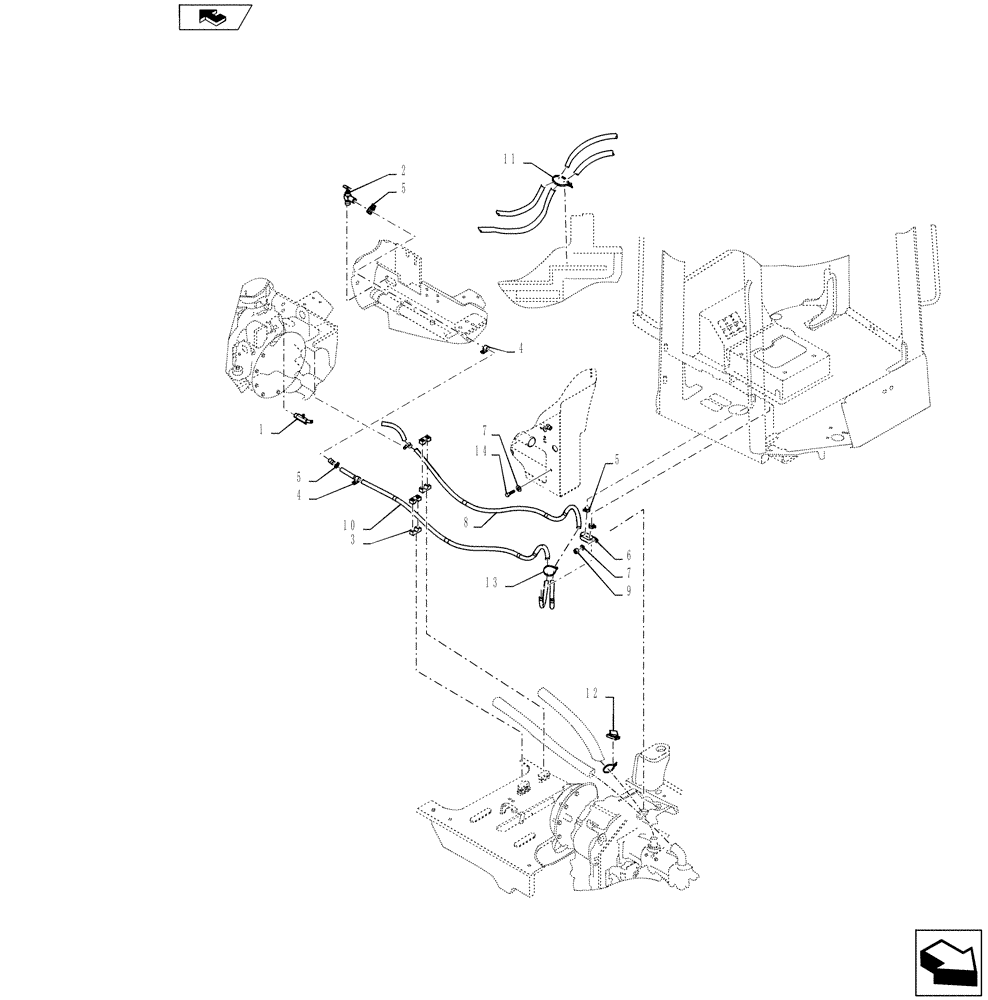 Схема запчастей Case 621F - (50.104.05[01]) - HEATER, PLUMBING AND MOUNTING (50) - CAB CLIMATE CONTROL