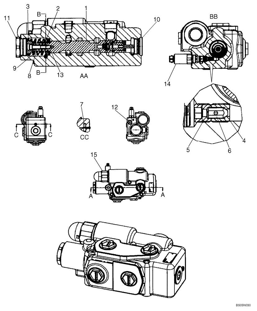 Схема запчастей Case 921E - (08-36) - VALVE ASSY - RIDE CONTROL DIRECTIONAL (RSM2-25) (08) - HYDRAULICS