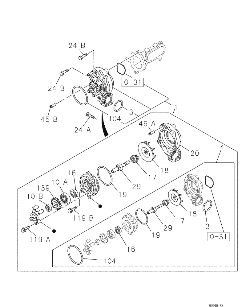 Схема запчастей Case CX700 - (02-030-01[01]) - WATER PUMP SYSTEM (02) - ENGINE