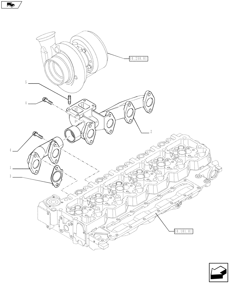 Схема запчастей Case F4DFE6132 A002 - (10.254.05) - EXHAUST MANIFOLD (2855722) (10) - ENGINE