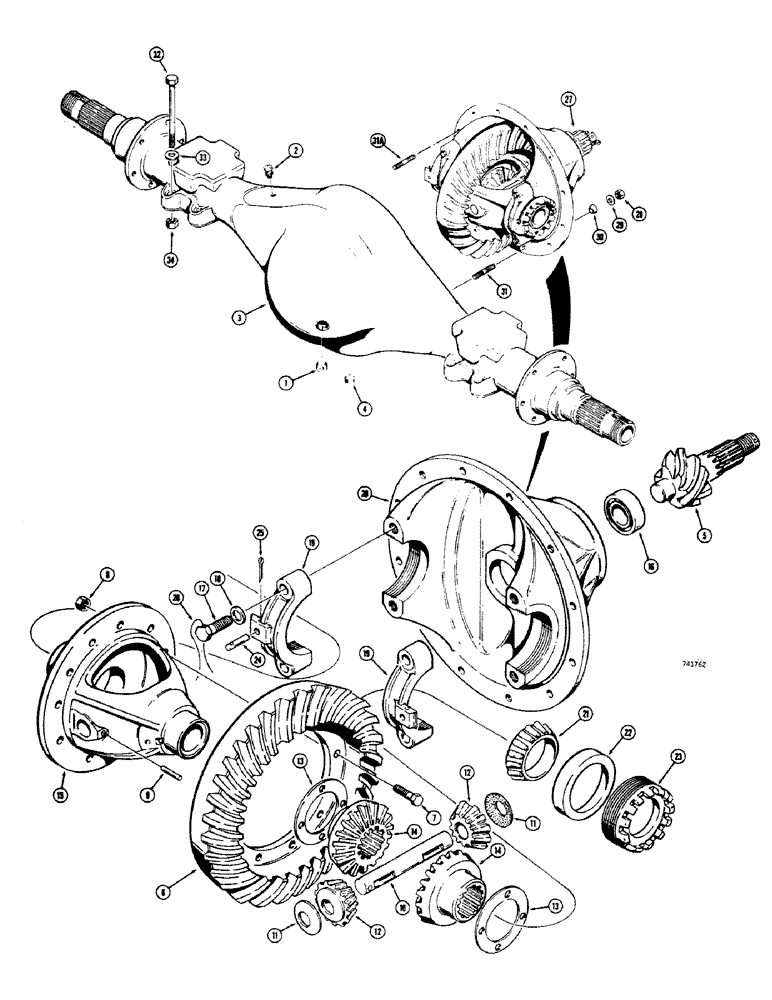 Схема запчастей Case 680CK - (108) - DIFFERENTIAL PINION, RING GEAR AND CASE, L47295, L52065 AND L54047 REAR AXLES (27) - REAR AXLE SYSTEM