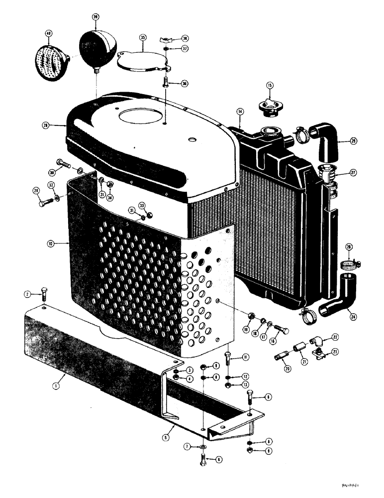 Схема запчастей Case 320 - (038) - RADIATOR, THERMOSTAT, GRILLE CAP, AND GRILLE (01) - ENGINE