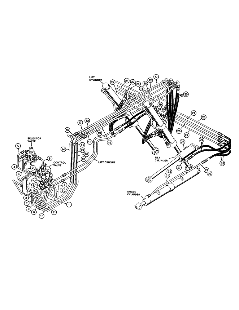 Схема запчастей Case 1550 - (1-24) - PICTORIAL INDEX, *DOZER HYDRAULICS, ATP DOZER MODELS (00) - PICTORIAL INDEX