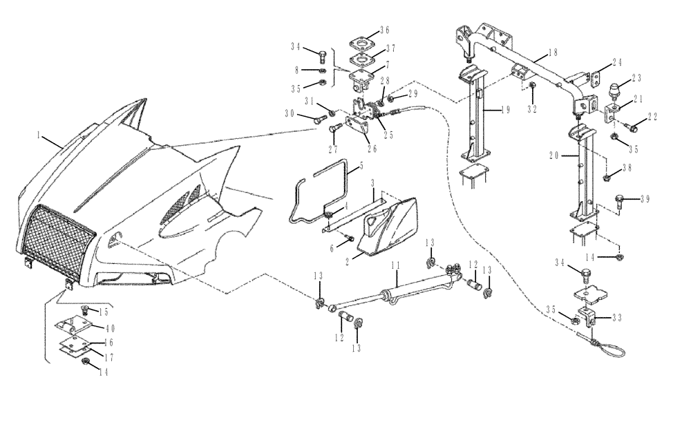 Схема запчастей Case 335B - (59A00030545[001]) - INSTALL, ENGINE HOOD ( P.I.N. HHD0335BN8PG58147 AND AFTER) (87483179) (10) - Cab/Cowlings