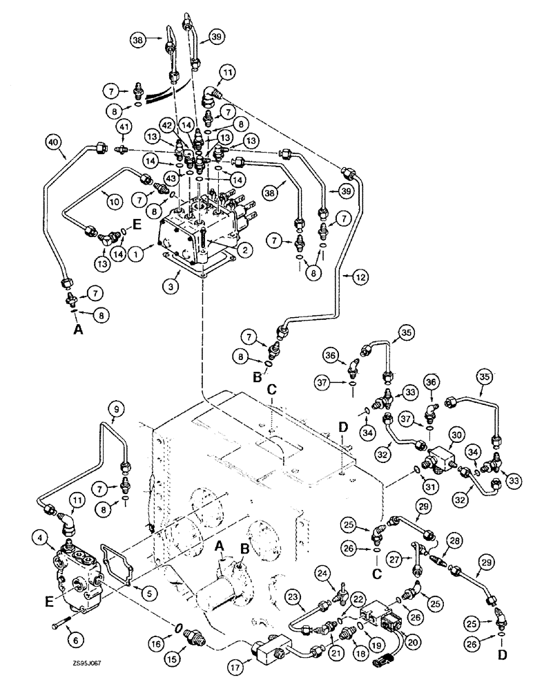 Схема запчастей Case 550E - (6-26) - TRANSMISSION HYDRAULIC LINES, **(WITHOUT MODULATOR IN TRANSMISSION CONTOL VALVE 1542619C1) (06) - POWER TRAIN