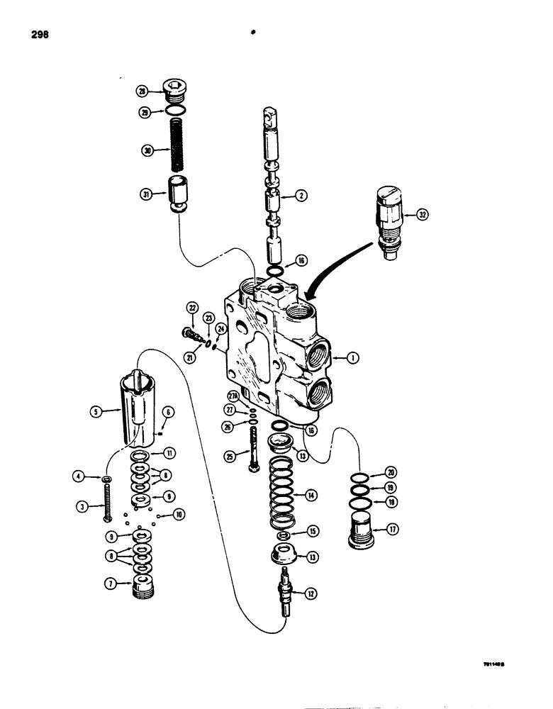 Схема запчастей Case 850B - (298) - D87074 DOZER LIFT SECTION (07) - HYDRAULIC SYSTEM