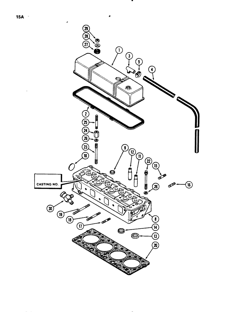 Схема запчастей Case 455B - (015A) - CYLINDER HEAD AND COVER, 207 TURBOCHARGED DIESEL ENGINE (01) - ENGINE