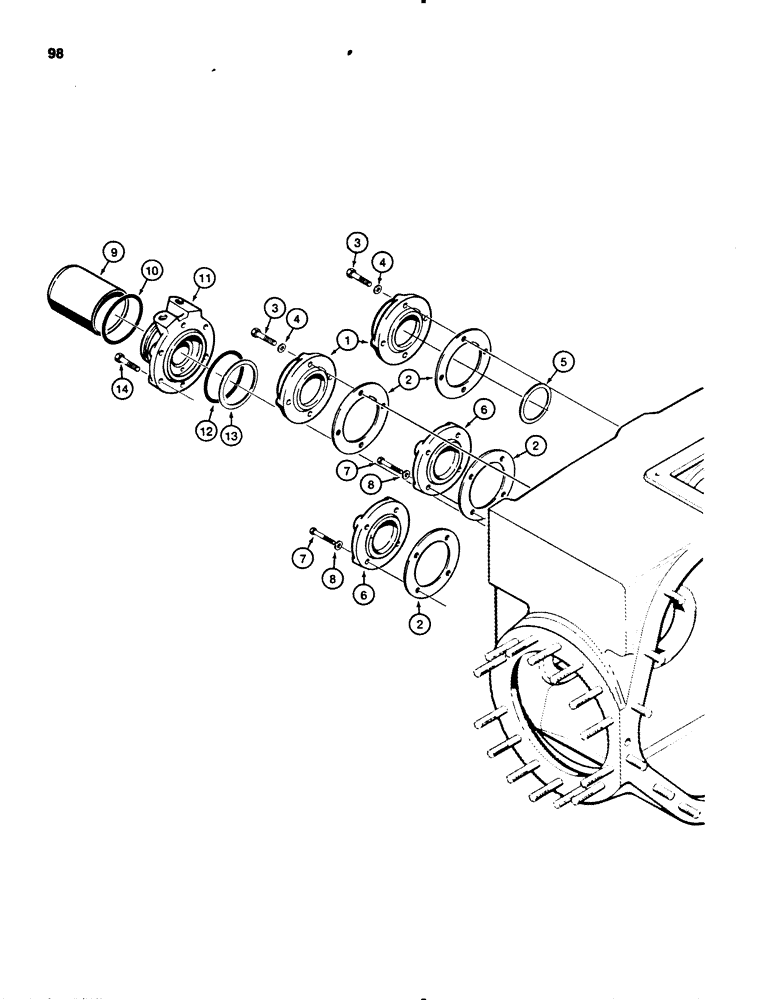 Схема запчастей Case 450B - (098) - TRANSMISSION REAR COVERS (03) - TRANSMISSION