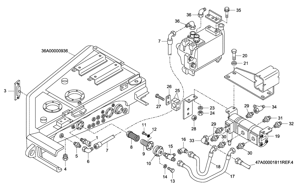 Схема запчастей Case 340 - (47A00011812[001]) - HYDRAULIC BRAKE SYSTEM - COOLING LINES (87550263) (09) - Implement / Hydraulics / Frame / Brakes