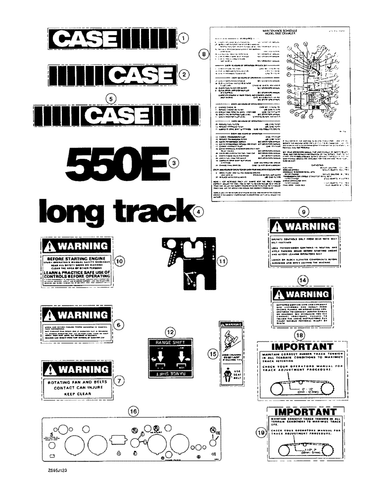 Схема запчастей Case 550E - (9-38) - DECALS (09) - CHASSIS/ATTACHMENTS