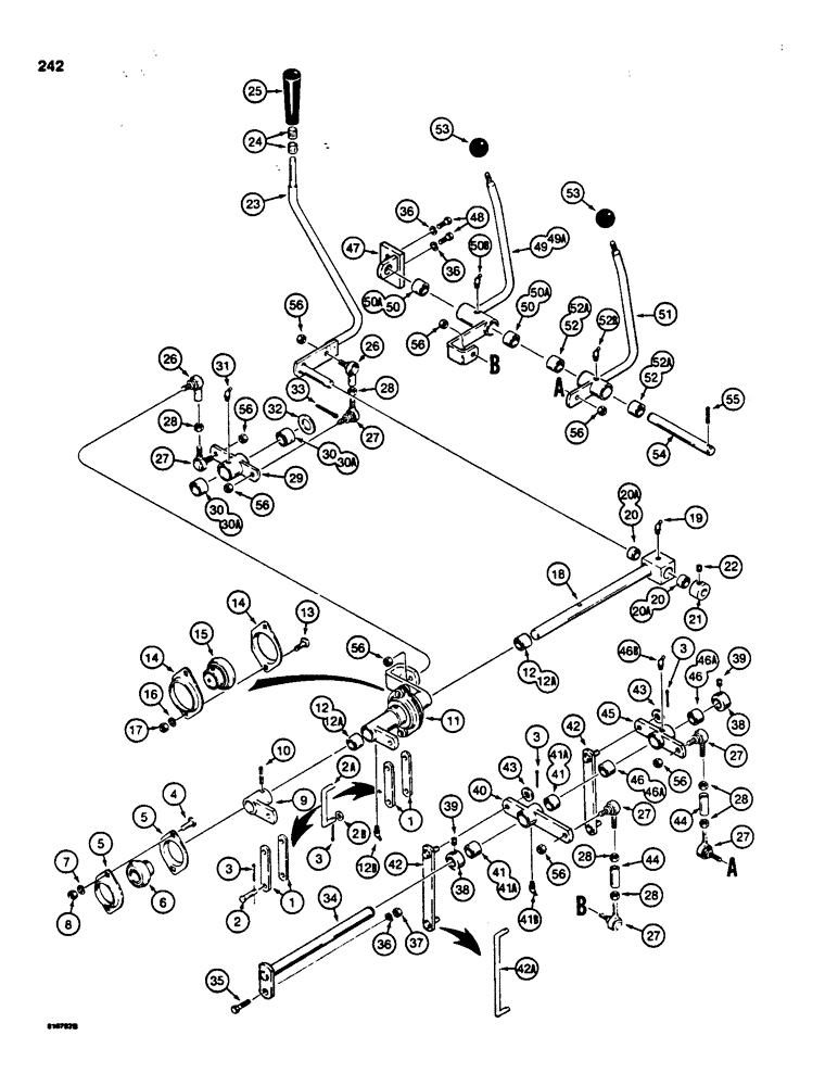 Схема запчастей Case 855C - (242) - EQUIPMENT CONTROL VALVE & LEVERS, 3 CONTROL LEVERS - 4 SPOOLS, VALVES ARE STAMPED W/CASE PART NO. (07) - HYDRAULIC SYSTEM