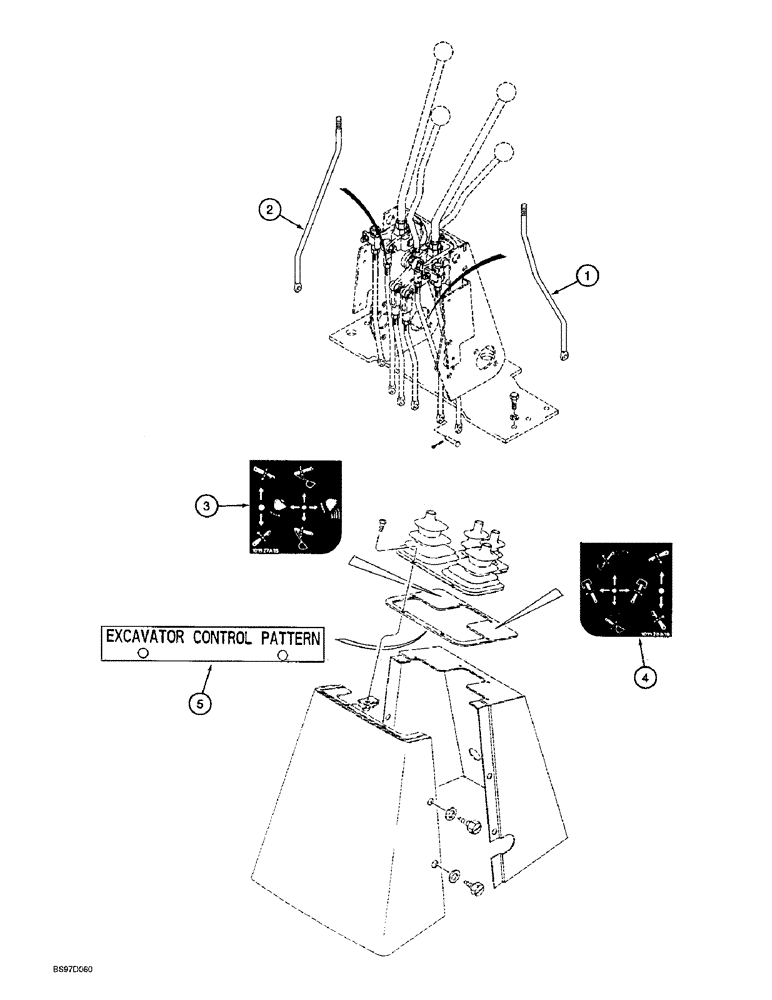 Схема запчастей Case 580SL - (9-029C) - BACKHOE CONTROLS, IN EXCAVATOR CONTROL PATTERN (09) - CHASSIS/ATTACHMENTS