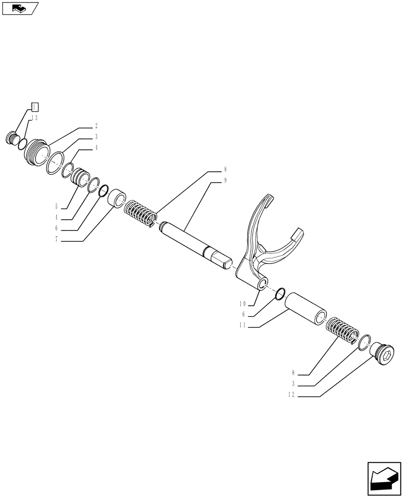 Схема запчастей Case 580SN WT - (27.106.0301) - DIFFERENTIAL LOCK (27) - REAR AXLE SYSTEM