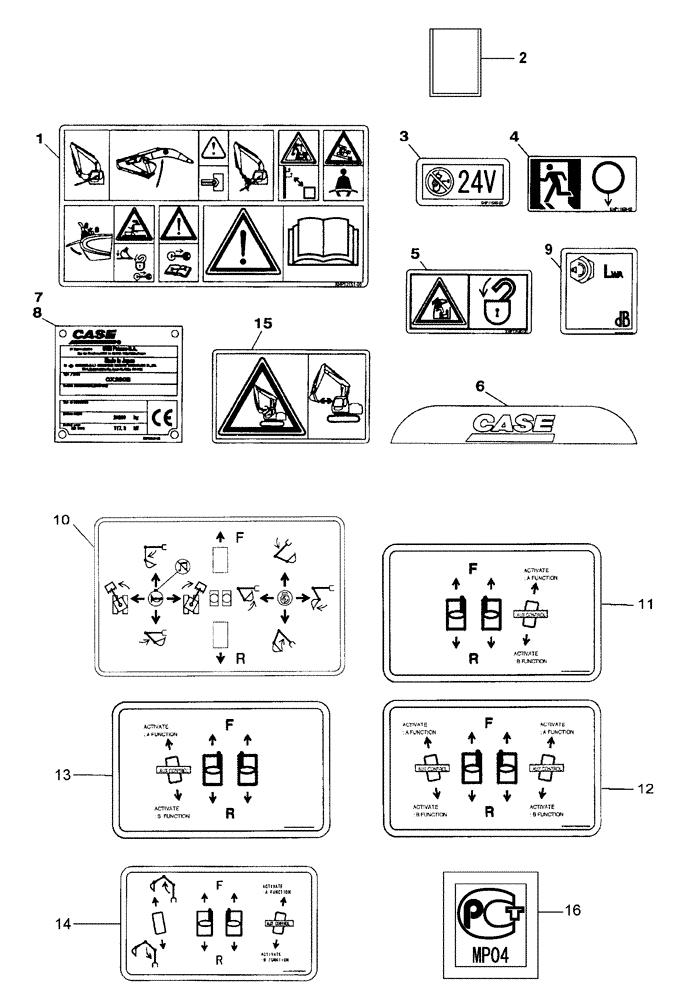 Схема запчастей Case CX210B - (09-61) - DECALS (09) - CHASSIS/ATTACHMENTS