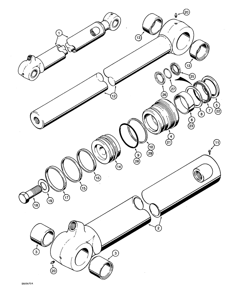 Схема запчастей Case 590 - (8-124) - 1986902C2 BACKHOE BUCKET CYLINDER (08) - HYDRAULICS