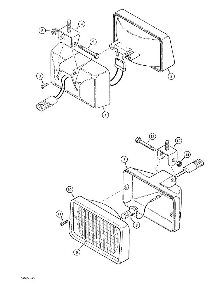 Схема запчастей Case 580SK - (4-40) - CAB TRACTOR LAMPS - PLASTIC CONNECTORS, PRIOR TO CAB SERIAL NUMBER JAB0023786 (04) - ELECTRICAL SYSTEMS